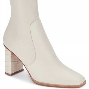 Dolce Vita Petya Block-Heel Sock Booties White